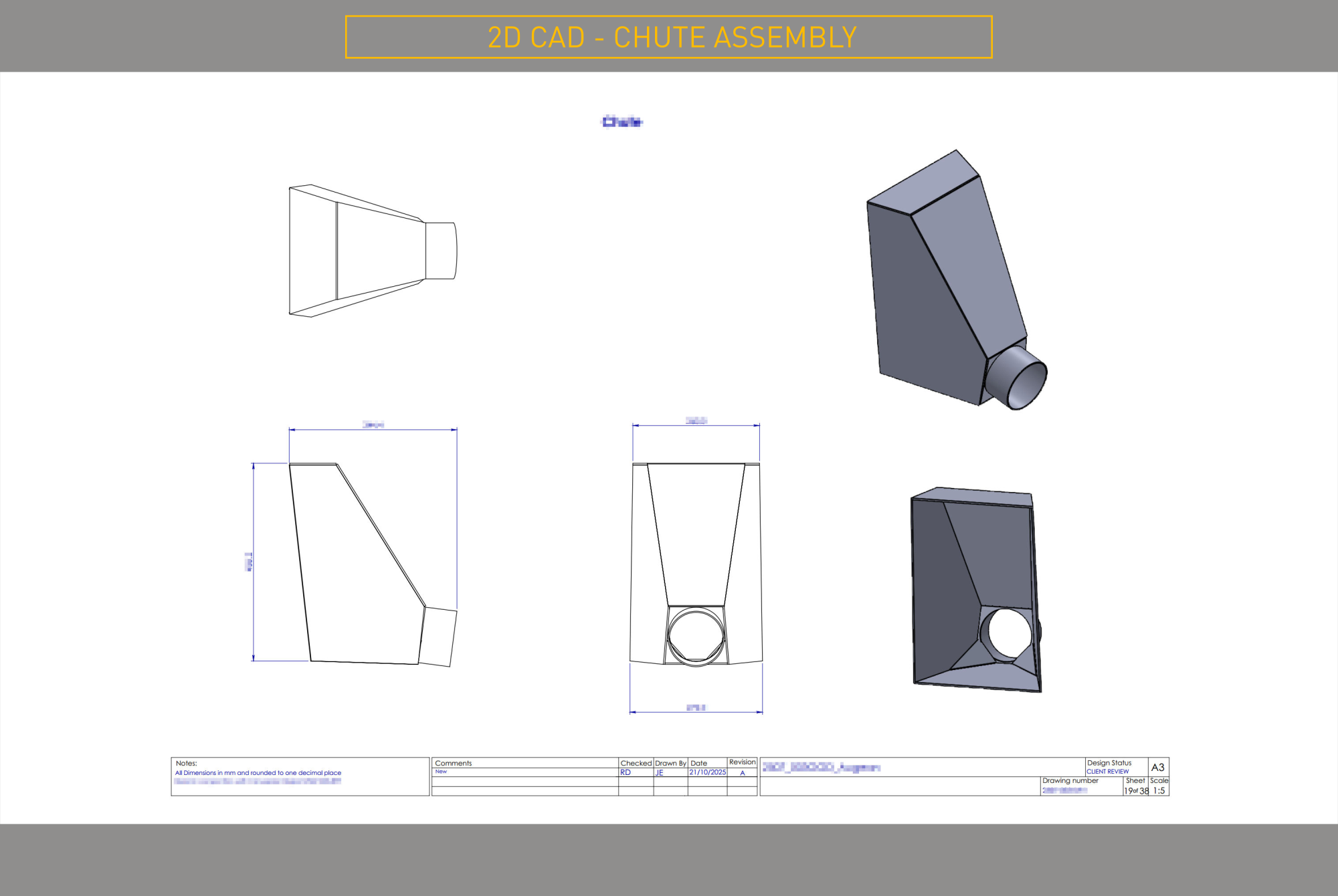 2D CAD.Chute assembly