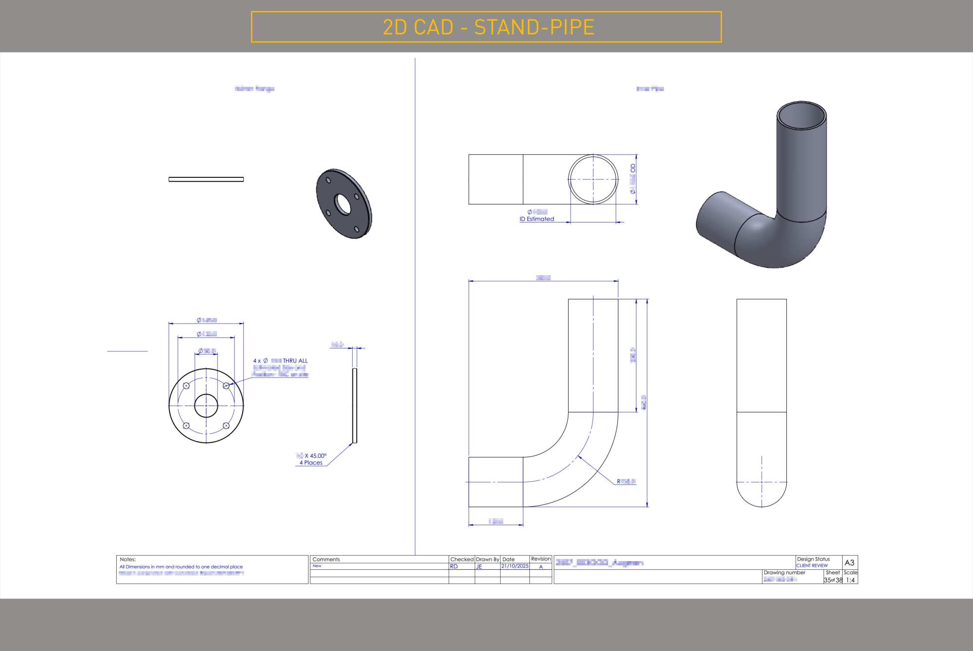 2D CAD. Stand Pipe