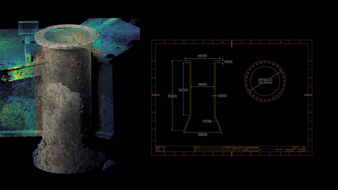 3D scan and corresponding technical engineering drawing